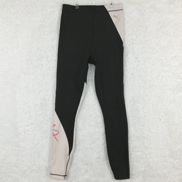 Puma Womens‎ Pants Leggings Drycell Pull On Black Puma Spell Out Stretch XS - Picture 1 of 11